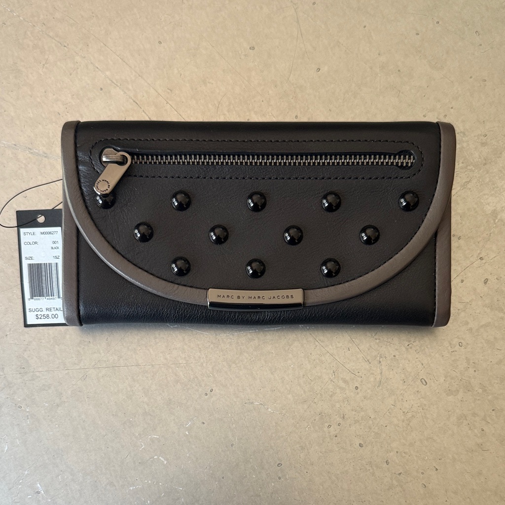 Marc By Marc Jacobs Black Wallet With Stud Accents Nwt